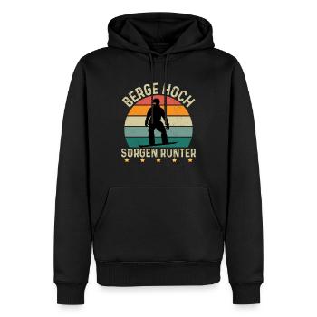 Des montagnes en haut, des soucis en bas - Sweat à capuche Premium bio Homme - noir - Devant - Nico (187cm)