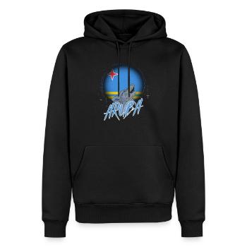 Aruba - Männer Premium Bio Hoodie - Schwarz - Vorne - Nico (187cm)