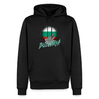 Bulgarie - Sweat à capuche Premium bio Homme - noir - Devant - Nico (187cm)