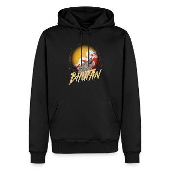 Bhoutan - Sweat à capuche Premium bio Homme - noir - Devant - Nico (187cm)
