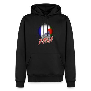 Batwa - Männer Premium Bio Hoodie - Schwarz - Vorne - Nico (187cm)