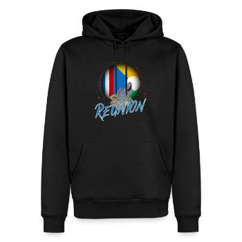 Réunion - Sweat à capuche Premium bio Homme - noir - Devant - Nico (187cm)