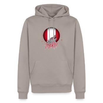 Peru - Männer Premium Bio Hoodie - Taupe - Vorne - Nico (187cm)