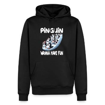 Pinguin Wanna Have Fun für Pinguin Fan - Männer Premium Bio Hoodie - Schwarz - Vorne - Nico (187cm)