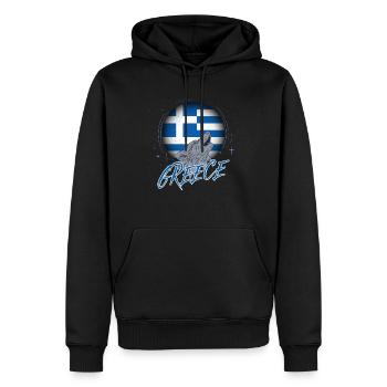 Grèce - Sweat à capuche Premium bio Homme - noir - Devant - Nico (187cm)