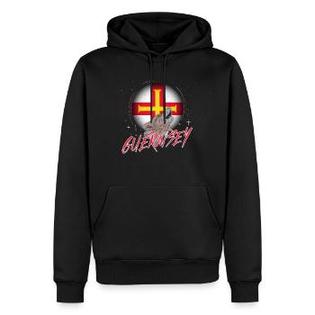 Guernsey - Männer Premium Bio Hoodie - Schwarz - Vorne - Nico (187cm)