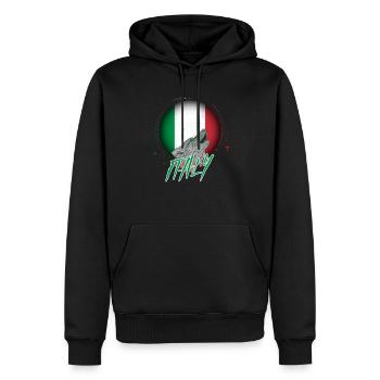 Italie - Sweat à capuche Premium bio Homme - noir - Devant - Nico (187cm)