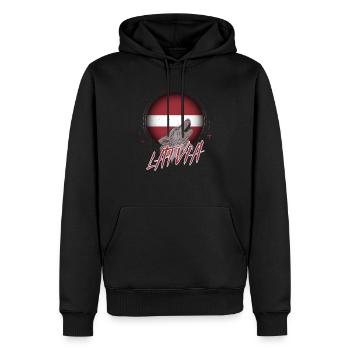 Lettonie - Sweat à capuche Premium bio Homme - noir - Devant - Nico (187cm)