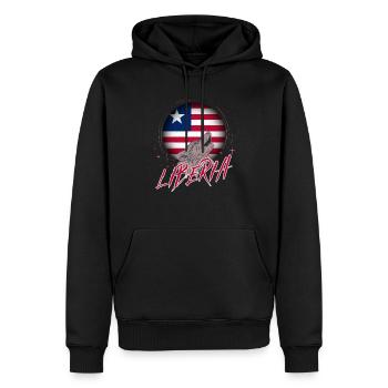Liberia - Männer Premium Bio Hoodie - Schwarz - Vorne - Nico (187cm)