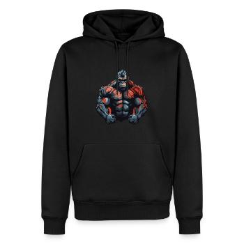 Gorilla Beast Bodybuilding Muskeln Gym - Männer Premium Bio Hoodie - Schwarz - Vorne - Nico (187cm)