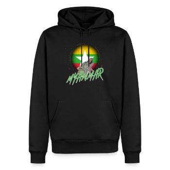 Myanmar - Sweat à capuche Premium bio Homme - noir - Devant - Nico (187cm)