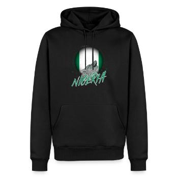 Nigéria - Sweat à capuche Premium bio Homme - noir - Devant - Nico (187cm)