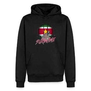 Suriname - Männer Premium Bio Hoodie - Schwarz - Vorne - Nico (187cm)