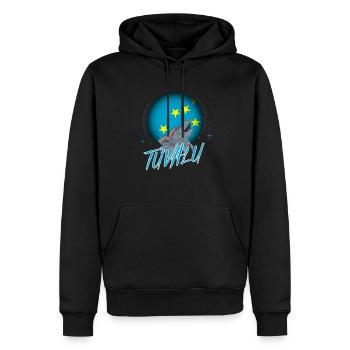 Tuvalu - Männer Premium Bio Hoodie - Schwarz - Vorne - Nico (187cm)