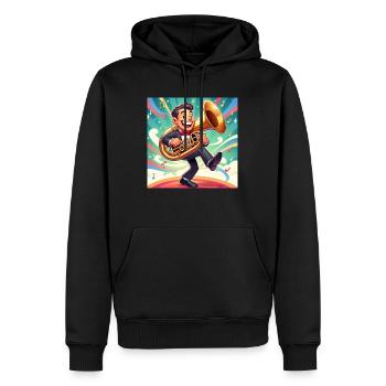 Tuba Man 2 - Männer Premium Bio Hoodie - Schwarz - Vorne - Nico (187cm)