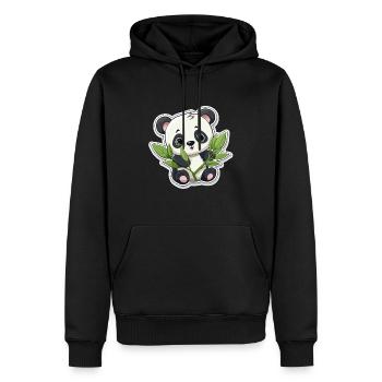 Cute panda bear with bamboo - Men’s Premium Organic Hoodie - black - Front - Nico (187cm)