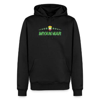 Myanmar - Sweat à capuche Premium bio Homme - noir - Devant - Nico (187cm)