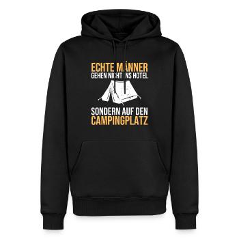 Echte Männer Gehen Nicht Ins Hotel - Männer Premium Bio Hoodie - Schwarz - Vorne - Nico (187cm)