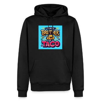Je troquerais un frère contre un taco - Sweat à capuche Premium bio Homme - noir - Devant - Nico (187cm)