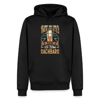 Andere Gehen Zum Therapeuten Ich Geh Zum Nachbarn - Männer Premium Bio Hoodie - Schwarz - Vorne - Nico (187cm)
