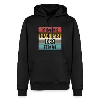Bester Nachbar Der Welt Spruch Nachbarschaft Retro - Männer Premium Bio Hoodie - Schwarz - Vorne - Nico (187cm)