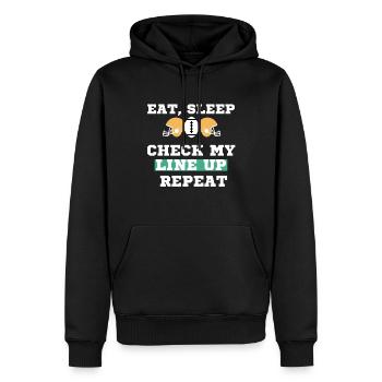 Manger Dormir Vérifier ma composition Répéter Fantasy Football - Sweat à capuche Premium bio Homme - noir - Devant - Nico (187cm)