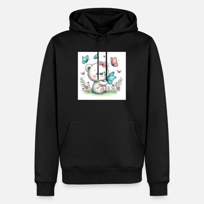 Ours avec papillon - Sweat à capuche Premium bio Homme - noir