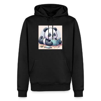 Panda Buch - Männer Premium Bio Hoodie - Schwarz - Vorne - Nico (187cm)