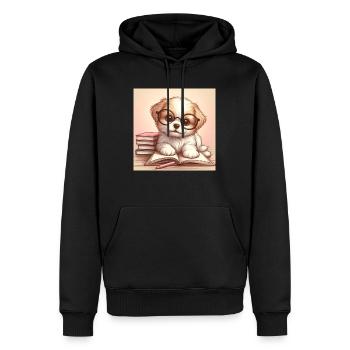 Hunde Welpe Bücher - Männer Premium Bio Hoodie - Schwarz - Vorne - Nico (187cm)