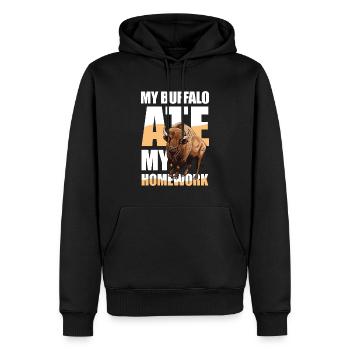 My Buffalo Ate My Homework - Männer Premium Bio Hoodie - Schwarz - Vorne - Nico (187cm)