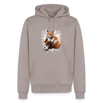 L’équipe sportive de football de Fuchs - Sweat à capuche Premium bio Homme - taupe - Devant - Nico (187cm)
