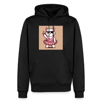 white cat ballerina - Sweat à capuche Premium bio Homme - noir - Devant - Nico (187cm)