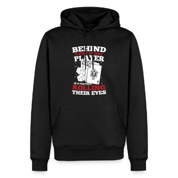 Behind Every Bridge Player Partner Rolling Eyes - Männer Premium Bio Hoodie - Schwarz - Vorne - Nico (187cm)