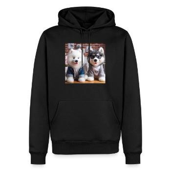 Gang de chiots - Sweat à capuche Premium bio Homme - noir - Devant - Nico (187cm)