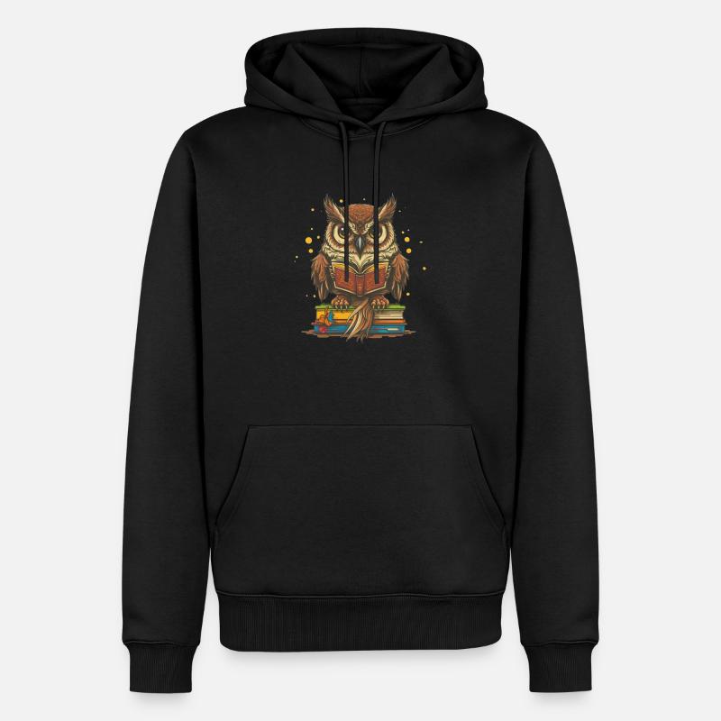 Studie Eule - Männer Premium Bio Hoodie - Schwarz