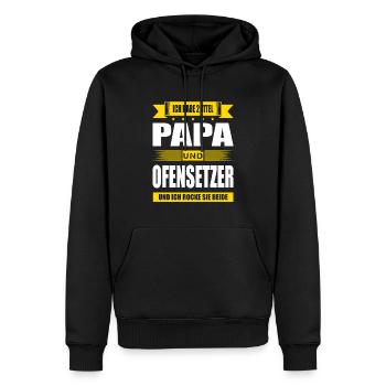 Zwei Titel Papa Und Ofensetzer Ofenbauer - Männer Premium Bio Hoodie - Schwarz - Vorne - Nico (187cm)