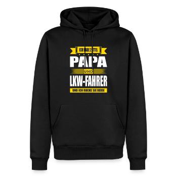 Zwei Titel Papa Und LKW-Fahrer Spruch Trucker Fun - Männer Premium Bio Hoodie - Schwarz - Vorne - Nico (187cm)