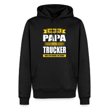 Zwei Titel Papa Und Trucker LKW-Fahrer Fernfahrer - Männer Premium Bio Hoodie - Schwarz - Vorne - Nico (187cm)