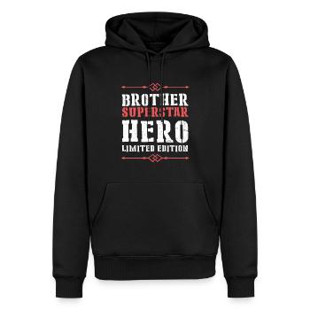 Bester Bruder Held Spruch - Männer Premium Bio Hoodie - Schwarz - Vorne - Nico (187cm)