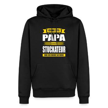 Zwei Titel Papa Und Stuckateur Geselle Meister - Männer Premium Bio Hoodie - Schwarz - Vorne - Nico (187cm)