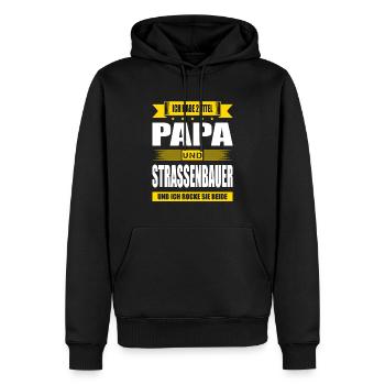 Zwei Titel Papa Und Strasenbauer Strassenbau - Männer Premium Bio Hoodie - Schwarz - Vorne - Nico (187cm)