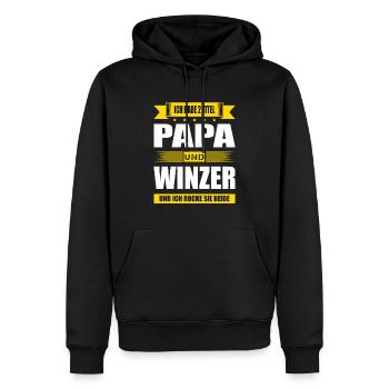 Zwei Titel Papa Und Winzer Spruch Weinanbau - Männer Premium Bio Hoodie - Schwarz - Vorne - Nico (187cm)