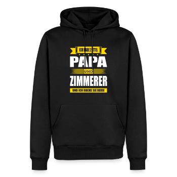 Zwei Titel Papa Und Zimmerer Geselle Meister - Männer Premium Bio Hoodie - Schwarz - Vorne - Nico (187cm)