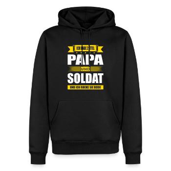 Zwei Titel Papa Und Soldat Armee Zeitsoldat - Männer Premium Bio Hoodie - Schwarz - Vorne - Nico (187cm)