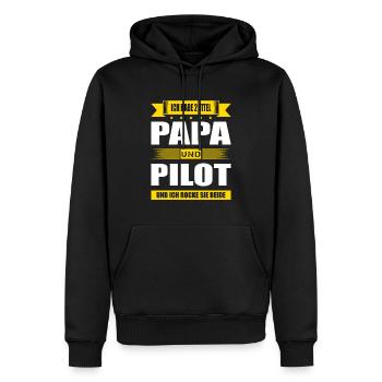 Zwei Titel Papa Und Pilot Flugzeugführer Kapitän - Männer Premium Bio Hoodie - Schwarz - Vorne - Nico (187cm)