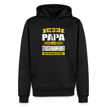Zwei Titel Papa Und Strassenbahnfahrer Zugführer - Männer Premium Bio Hoodie - Schwarz - Vorne - Nico (187cm)