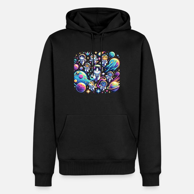 Kosmische Kätzchen-Expedition - Männer Premium Bio Hoodie - Schwarz