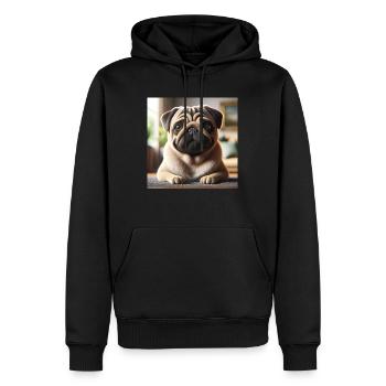 Pug - Men’s Premium Organic Hoodie - black - Front - Nico (187cm)