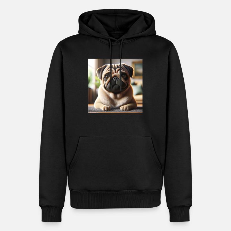Mops - Männer Premium Bio Hoodie - Schwarz