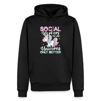 Social Worker Are Like Unicorns Only Better - Männer Premium Bio Hoodie - Schwarz - Vorne - Nico (187cm)